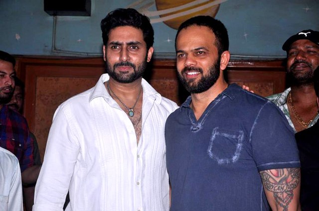 Bachchan with Rohit Shetty at the screening of Bol Bachchan in 2012