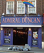 London gay pub bombing in 1999 killed three and injured 70 AdmiralDuncan.jpg