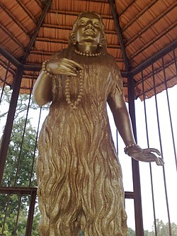 A statue of Akka Mahadevi installed at her birthplace, Udathadi