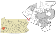 Allegheny County Pennsylvania włączone i niezarejestrowane obszary Sturgeon highlighted.svg