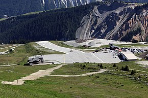 Courchevel Altiport, showing the sloped runway