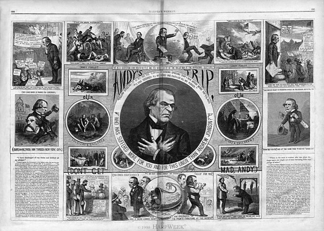 "Andy's Trip," a lampooning of Johnson's "Swing Around the Circle" campaign tour by cartoonist Thomas Nast