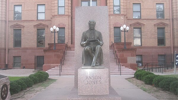 Statue of Anson Jones at Jones County Courthouse in Anson, Texas.