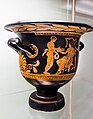 Apulian red figure bell-krater - RVAp extra - Dionysos with satyr and maenad - draped youths - Firenze MAN 4037 - 05