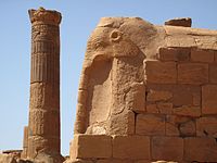 Column and elephant - part of the temple complex in Musawwarat es-Sufra, 3rd century BCE