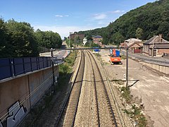 Vue depuis une passerelle piétonne.