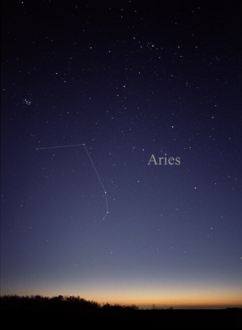 The constellation Aries as it can be seen with the naked eye