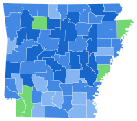 Results by county:
Henderson
70-80%
60-70%
50-60%
Sanders
50-60% Arkansas gubernatorial Democratic primary, 2018.svg