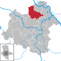 Läget för kommunen Bördeland i Salzlandkreis