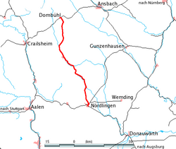 A Nördlingen–Dombühl-vasútvonal útvonala