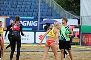 Deutsch: Beachhandball Europameisterschaften 2019 (Beach handball Euro); Tag 5: 6. Juli 2019 – Frauen, Platzierungsspiel für die Ränge 9–12, Deutschland-Polen 2:1 (22:23, 19:16, 7:6) English: Beach handball Euro; Day 5: 6 July 2019 – Placement Match/Cross Match for rank 9–12 Women – Germany-Poland 2:1 (22:23, 19:16, 7:6)