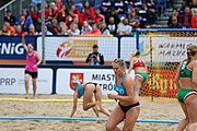 Deutsch: Beachhandball Europameisterschaften 2019 (Beach handball Euro); Tag 6: 7. Juli 2019 – Frauenfinale, Dänemark-Ungarn 2:0 (18:12, 23:22) English: Beach handball Euro; Day 6: 7 July 2019 – Women's Final – Denmark-Hungary 2:0 (18:12, 23:22)