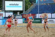 Deutsch: Beachhandball Europameisterschaften 2019 (Beach handball Euro); Tag 5: 6. Juli 2019 – Frauen, Halbfinale, Kroatien-Dänemark 1:2 (12:19, 17:10, 4:7) English: Beach handball Euro; Day 5: 6 July 2019 – Semifinal Men – Croatia-Denmark 1:2 (12:19, 17:10, 4:7)