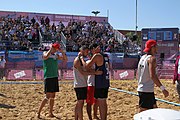 Deutsch: Beachhandball bei den Olympischen Jugendspielen 2018; Tag 7, 13. Oktober 2018; Jungen, Halbfinale – Argentinien-Portugal 1:2 English: Beach handball at the 2018 Summer Youth Olympics at 13 October 2018 – Boys Semifinal – Argentina-Portugal 1:2