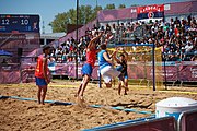 Deutsch: Beachhandball bei den Olympischen Jugendspielen 2018 in Buenos Aires; Tag 7, 13. Oktober 2018; Jungen, Halbfinale – Spanien-Kroatien 2:1 English: Beach handball at the 2018 Summer Youth Olympics in Buenos Aires at 13 October 2018 – Boys Semifinal – Spain-Croatia 2:1 Español: Handball de playa en los Juegos Olimpicos de la Juventud Buenos Aires 2018 en 13 de octubre de 2018 – Semifinales de chicos - España-Croacia 2:1