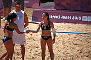 Deutsch: Beachhandball bei den Olympischen Jugendspielen 2018; Tag 4, 10. Oktober 2018; Mädchen, Vorrunde, Gruppe A - Ungarn-Chinese Taipei (Taiwan) 2:0 English: Beach handball at the 2018 Summer Youth Olympics at 10 October 2018 – Girls Preliminary Round Group A‎ – Hungary-Chinese Taipei 2:0