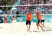 Deutsch: Beachvolleyball bei den Olympischen Jugendspielen 2018; Tag 8, 14. Oktober 2018; Mädchen, Achtelfinale – Mexiko-China 0:2 (15–21/16–21) English: Beach volleyball at the 2018 Summer Youth Olympics at 14 October 2018 – Girls Round of 16 – Mexico-China 0:2 (15–21/16–21)