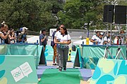 Deutsch: Beachvolleyball bei den Olympischen Jugendspielen 2018; Tag 11, 17. Oktober 2018; Mädchen, Medaillenzeremonie - Gold: Russland (Maria Woronina & Maria Botscharow), Silber: Italien (Claudia Scampoli & Nicol Bertozzi), Bronze: Norwegen (Emilie Olimstad & Frida Berntsen) English: Beach volleyball at the 2018 Summer Youth Olympics at 17 October 2018 – Girls Victory ceremony - Gold: Russia (Maria Voronina & Maria Bocharov), Silber: Italy (Claudia Scampoli & Nicol Bertozzi), Bronze: Norway (Emilie Olimstad & Frida Berntsen)