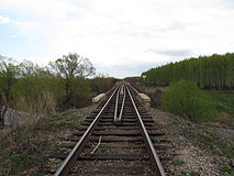 Бековская железнодорожная ветка в районе с. Сосновка, мост через р. Миткирей 2015 год
