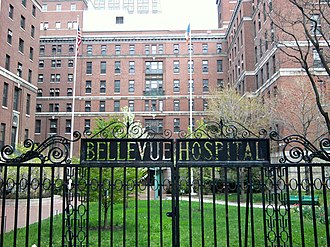 Front gate of the hospital Bellevue Hospital front gate jeh.jpg