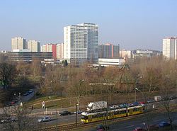 Skyline mit dem Fennpfuhlpark