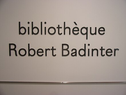 Panneau de présentation de la bibliothèque « Robert Badinter », au 30e étage du tribunal de grande instance de Paris.