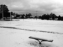 Blackheath Oval under snow, early morning, June 2007