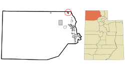 Location in Box Elder County and the state of یوٹاہ
