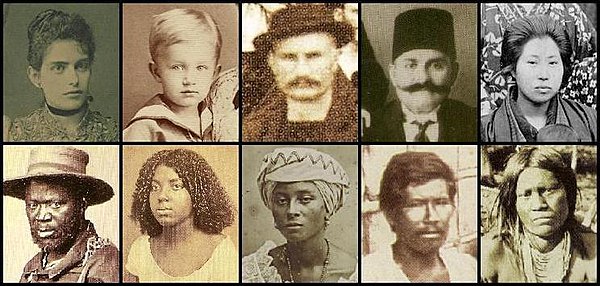 The Brazilian people are multi-ethnic. First row: White (Portuguese, German, Italian and Arab, respectively) and Japanese Brazilians. Second row: Blac