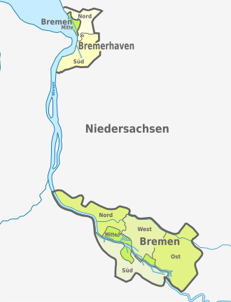 Bremen, administrative divisions (towns+districts) - de - colored.svg