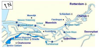 The same region today, the Brielse Meer in dark blue Brielse Maas1.png