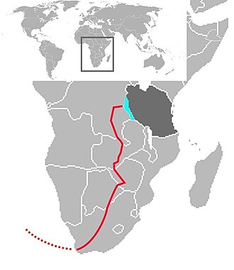Approximate route of Mimi and Toutou overland to Lake Tanganyika (July-October 1915). British motorboat expedition 1915.jpg