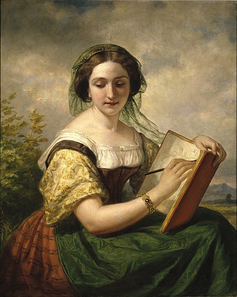 File:Brooklyn Museum - The Sketcher A Portrait of Mlle Rosina a Jewess - Daniel Huntington.jpg