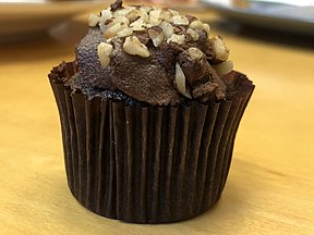 Brown muffin with decoration