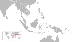 Peta memperlihatkan lokasiBrunei and Singapore