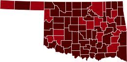 COVID-19 Prevalence in Oklahoma by county.svg