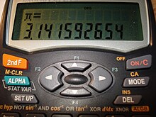 Some mnemonists can remember thousands of digits of pi. Calculator with pi.JPG