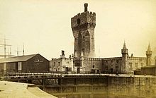 Canada Dock hydraulic tower (photographed 1875) Canada-Dock1.jpg