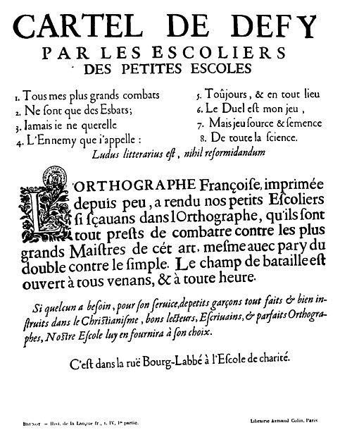 File:Cartel de defy par les escoliers des petites escoles - Orthographe française.jpg