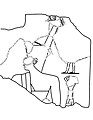 Verwittertes Relieffragment mit Darstellung des Cheops aus dem Totentempel