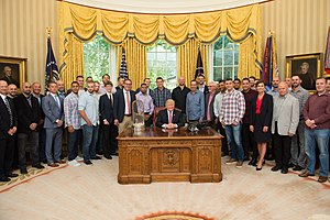 The Cubs at the White House with President Trump honoring their World Series win Chicago Cubs with President Trump.jpg