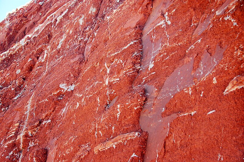 File:Chugwater Formation (Upper Triassic; Route 28 roadcut at Red Canyon, Wind River Range, Wyoming, USA) 2.jpg