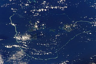 NASA-Bild des Atolls Chuuk (Ansicht von Norden)