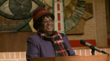 Colvin speaking at Bethany Baptist Church for Women's History Month, 2014. Claudette Colvin 2014.png