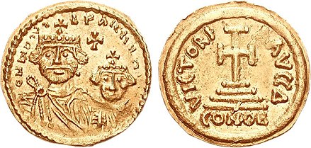 Coins of the Avars 6th–7th centuries AD, imitating Ravenna mint types of Heraclius[24]