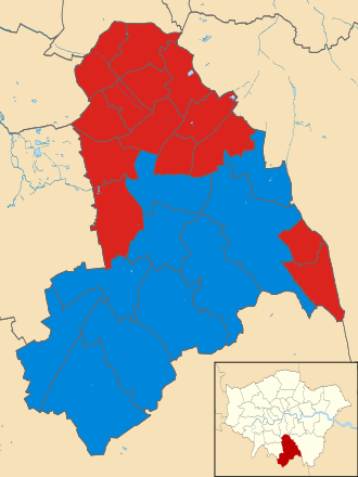 Croydon, London, INGGRIS, lokal pemilu 2014 peta.svg