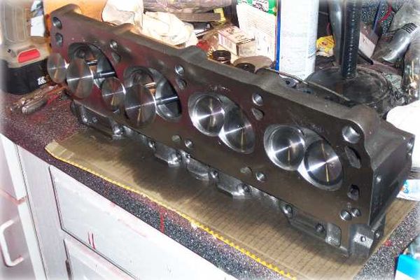 Underside of a OHV cylinder head (with the valves installed)