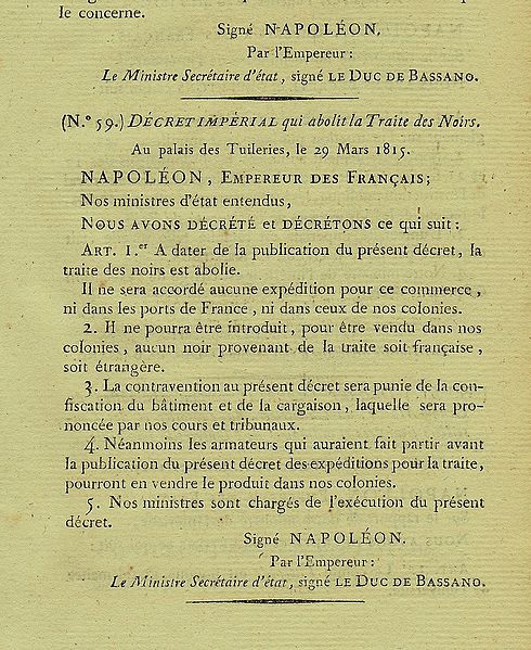 File:Décret impérial abolissant la traite des noirs (29 mars 1815).jpg