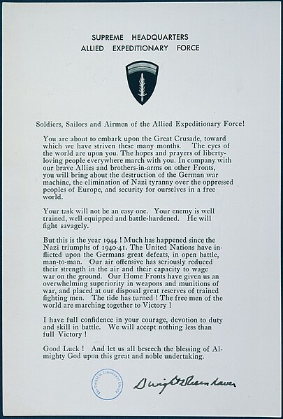 File:D-Day Statement to Soldiers, Sailors, and Airmen of the Allied Expeditionary Force - NARA - 186473.jpg