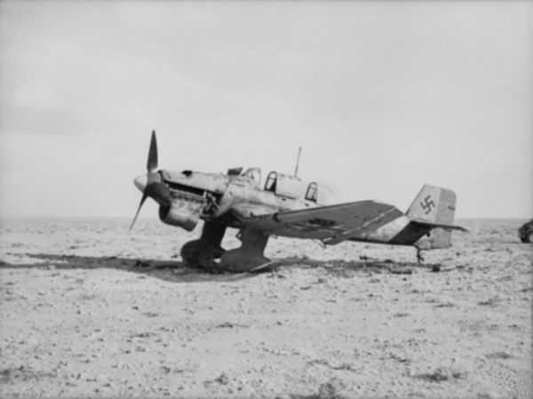 Ju 87 abandoned in Libya. The photograph shows all the distinct features of the aircraft